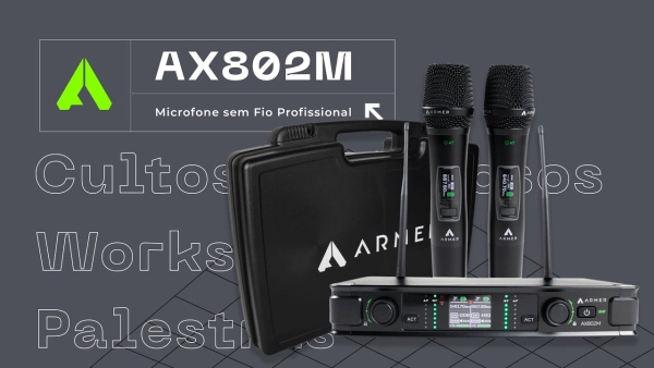 Microfone Sem Fio Profissional Duplo Armer AX802M - Bateria Recarregavel - Imagem 4