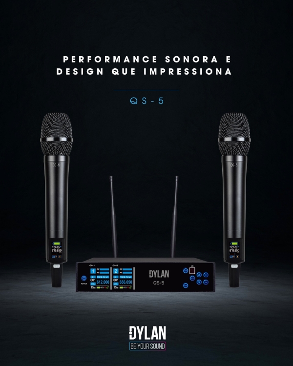 Sistema De Microfone Sem Fio Dylan QS-5 UHF Com 300 Canais Com 2 Bastões ( Recarregável ) - Imagem 12
