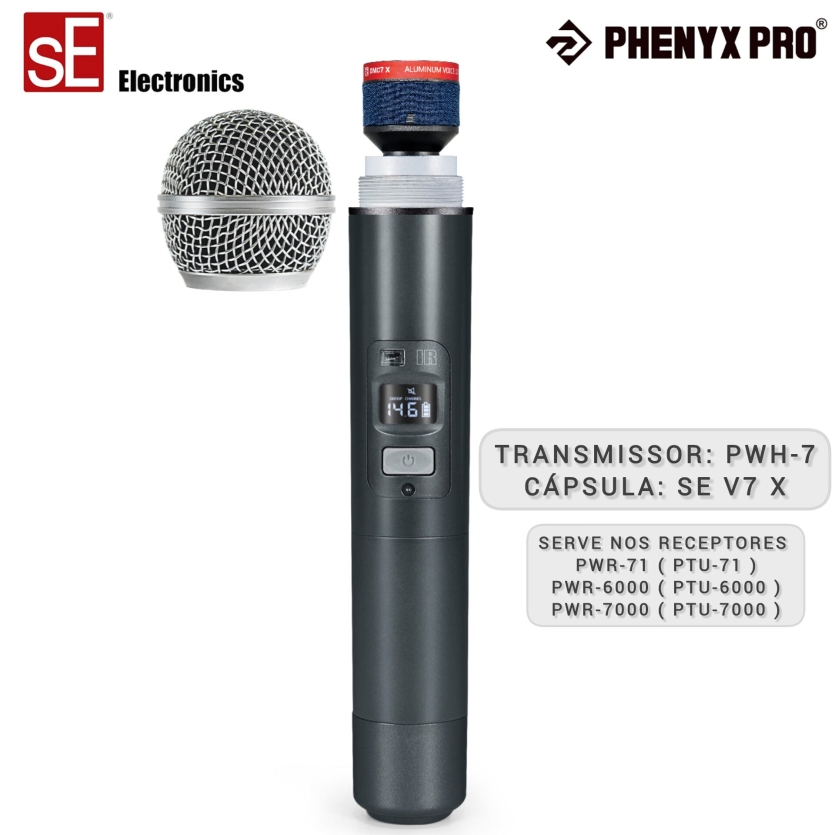 Transmissor Bastão de Mão Phenyx Pro PWH-7 + Cápsula SE V7X