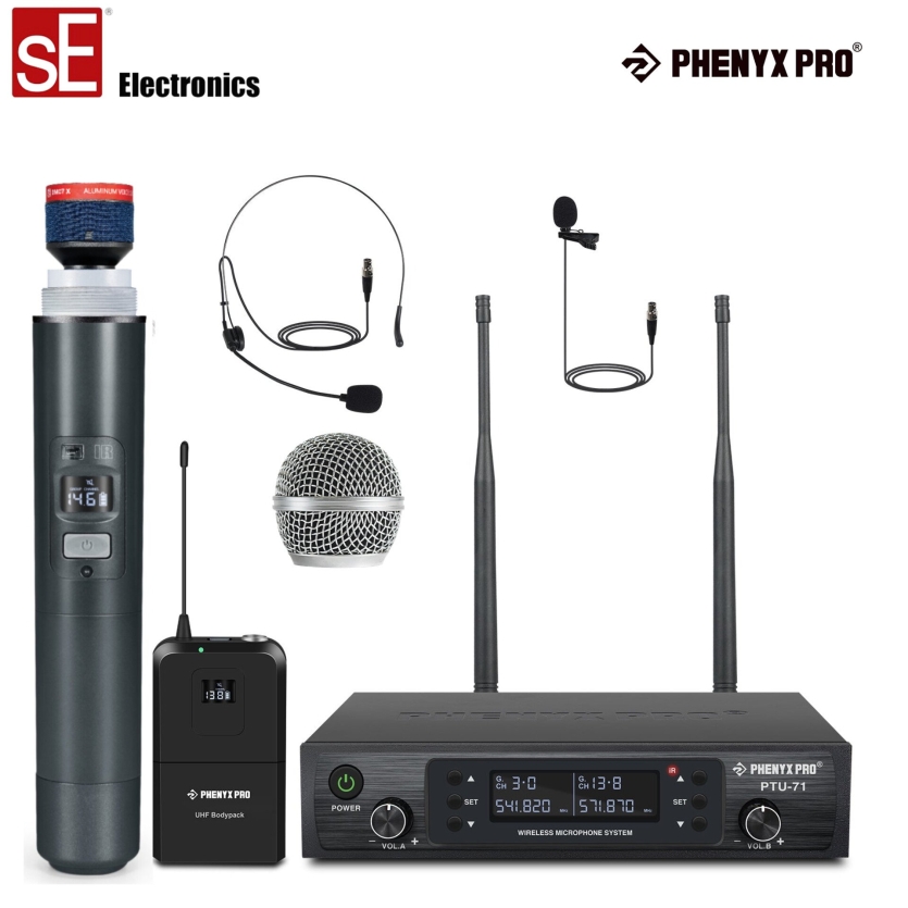 Sistema de Microfone sem fio UHF duplo Bastao Com Cápsula SE V7X - PTU-71-1H1B / SE V7X