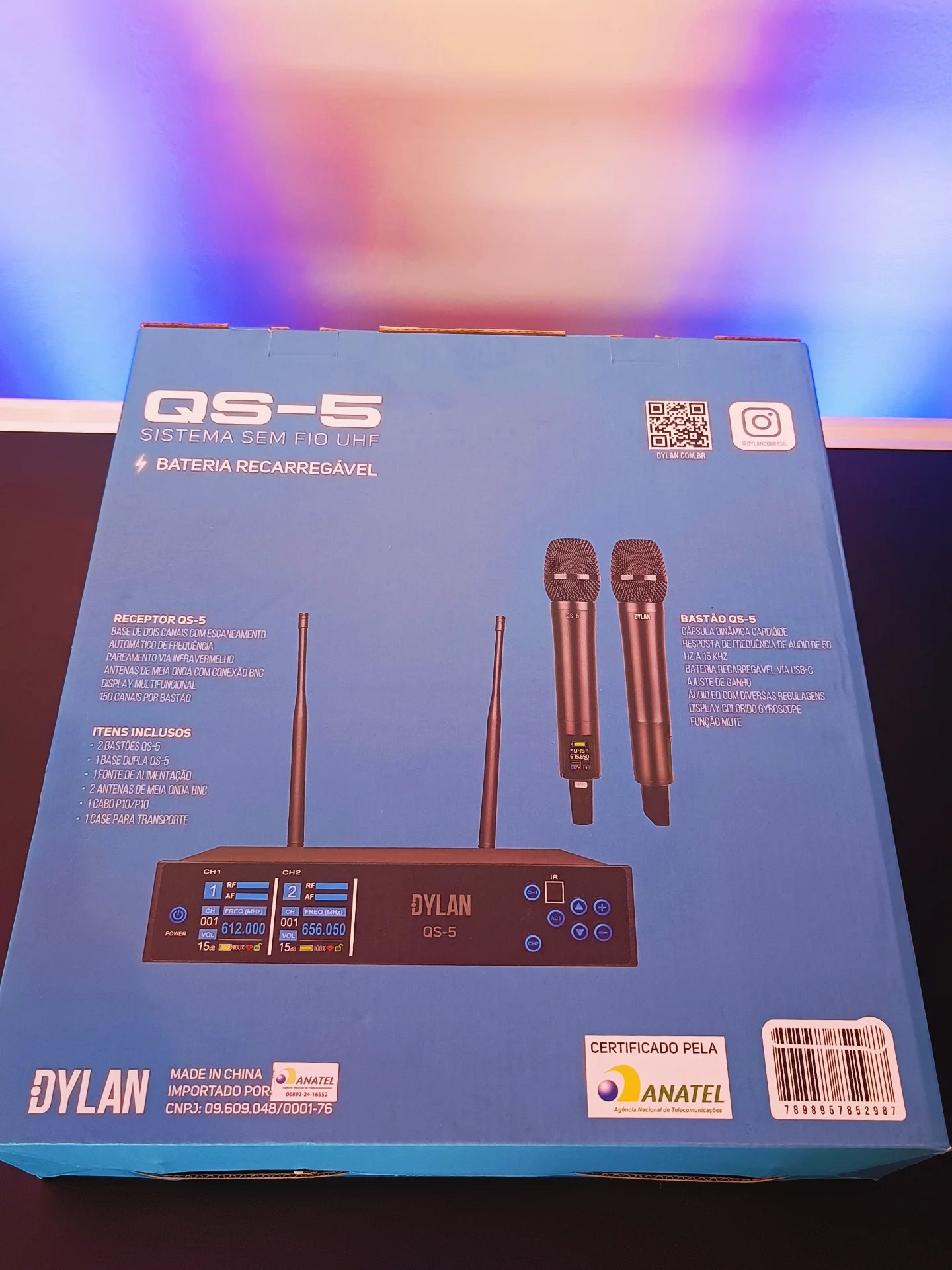 Sistema De Microfone Sem Fio Dylan QS-5 UHF Com 300 Canais Com 2 Bastões ( Recarregável ) - Imagem 23