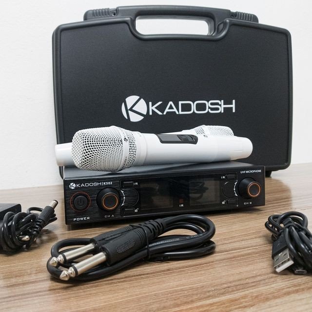 Microfone Profissional Duplo Kadosh K502M Branco Sem Fio - Imagem 8