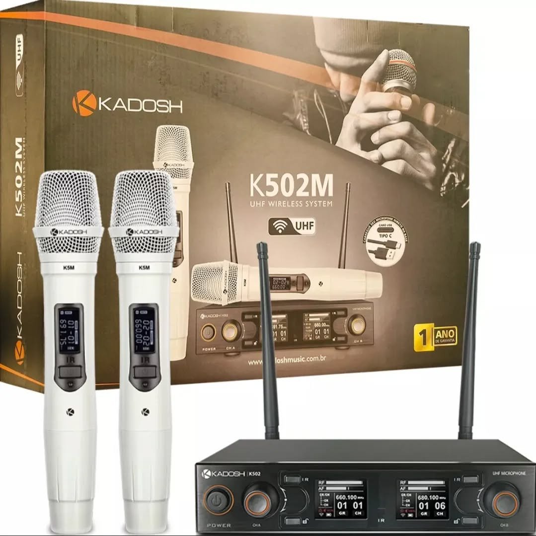 Microfone Profissional Duplo Kadosh K502M Branco Sem Fio - Imagem 17