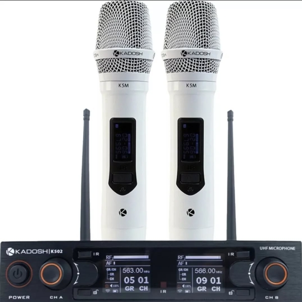 Microfone Profissional Duplo Kadosh K502M Branco Sem Fio - Imagem 14