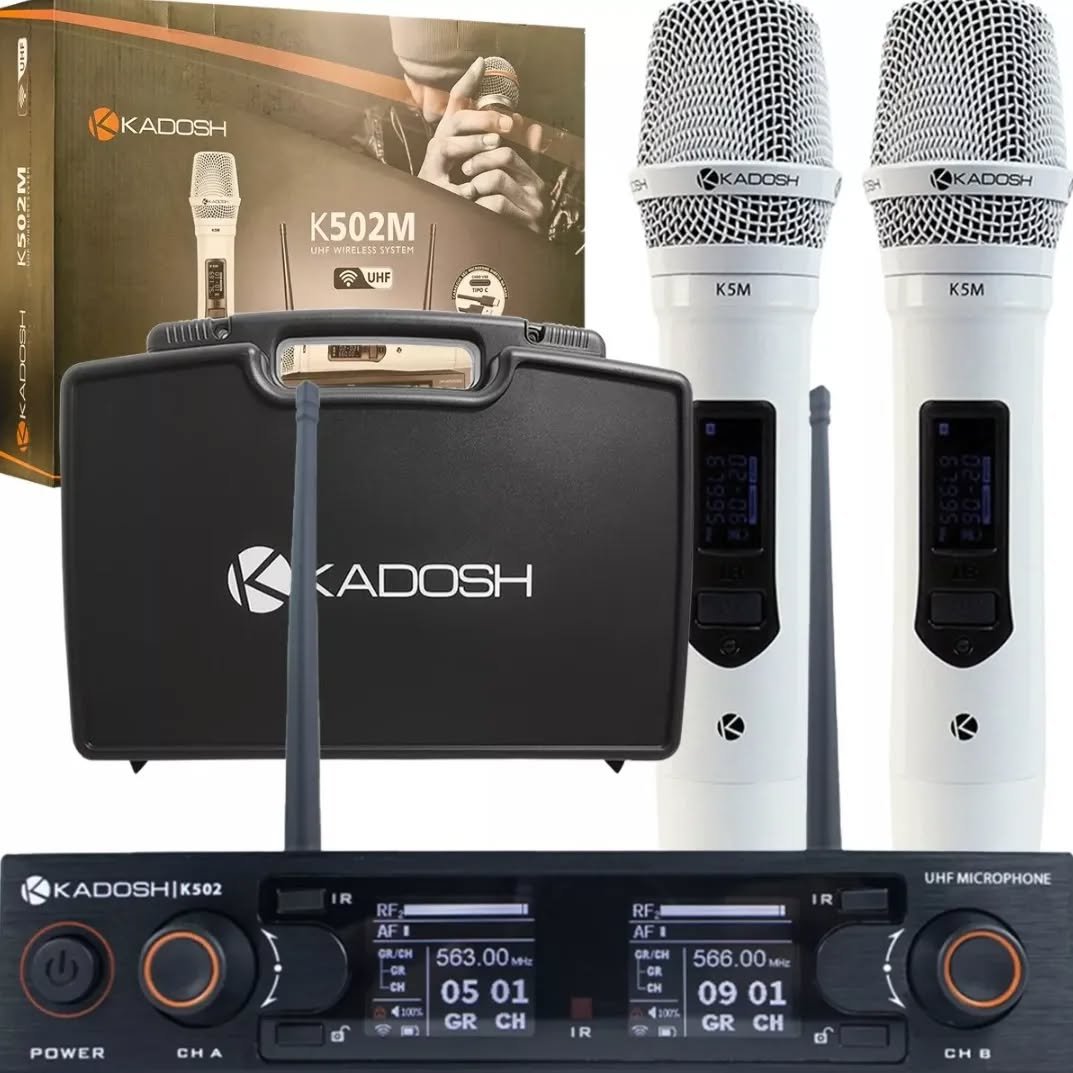 Microfone Profissional Duplo Kadosh K502M Branco Sem Fio - Imagem 11