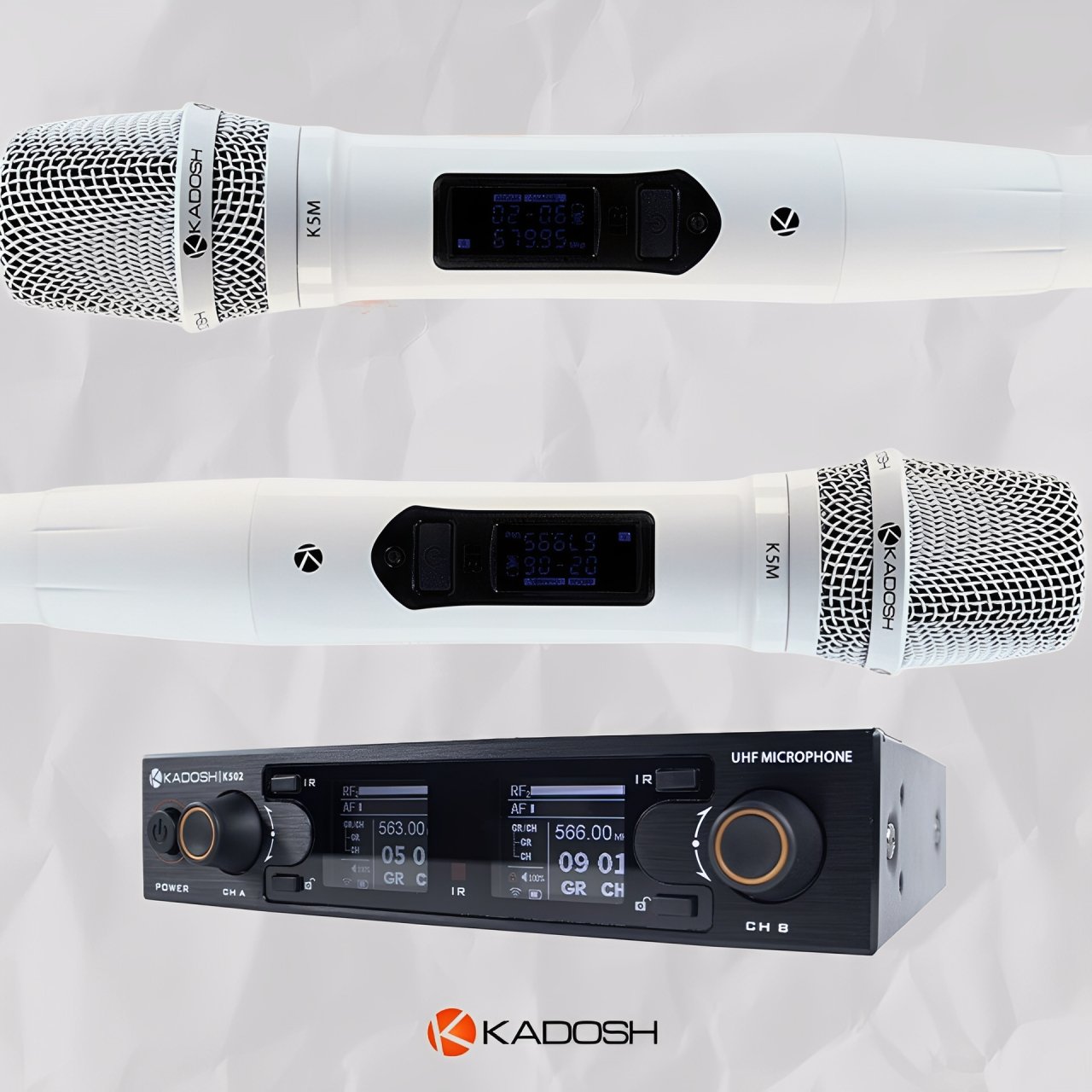 Microfone Profissional Duplo Kadosh K502M Branco Sem Fio - Imagem 5