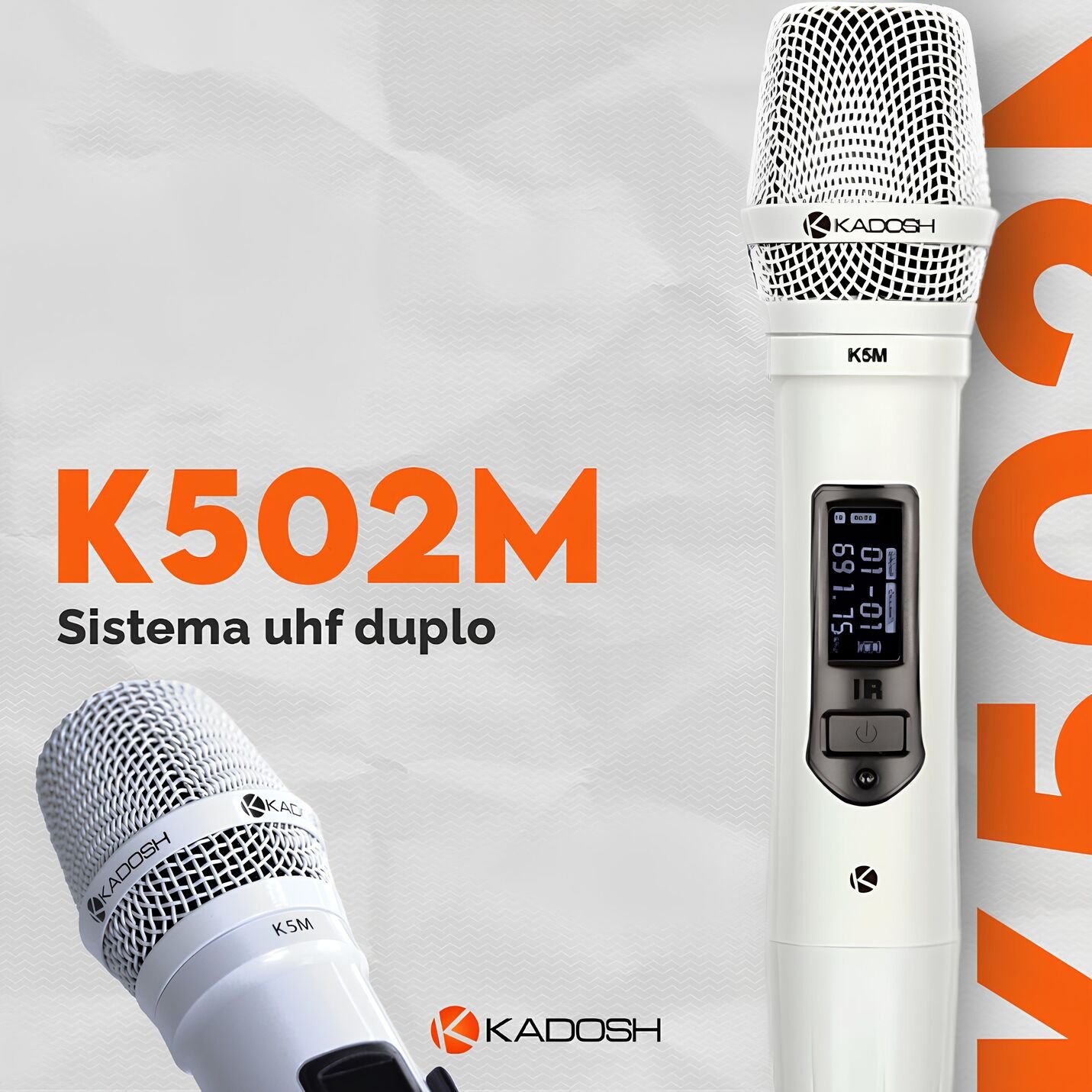 Microfone Profissional Duplo Kadosh K502M Branco Sem Fio - Imagem 4