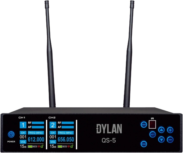 Sistema De Microfone Sem Fio Dylan QS-5 UHF Com 300 Canais Com 2 Bastões ( Recarregável ) - Imagem 2