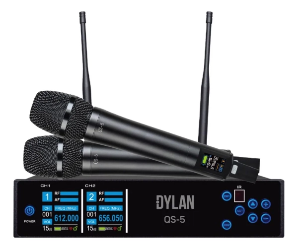 Sistema De Microfone Sem Fio Dylan QS-5 UHF Com 300 Canais Com 2 Bastões ( Recarregável ) - Imagem 6