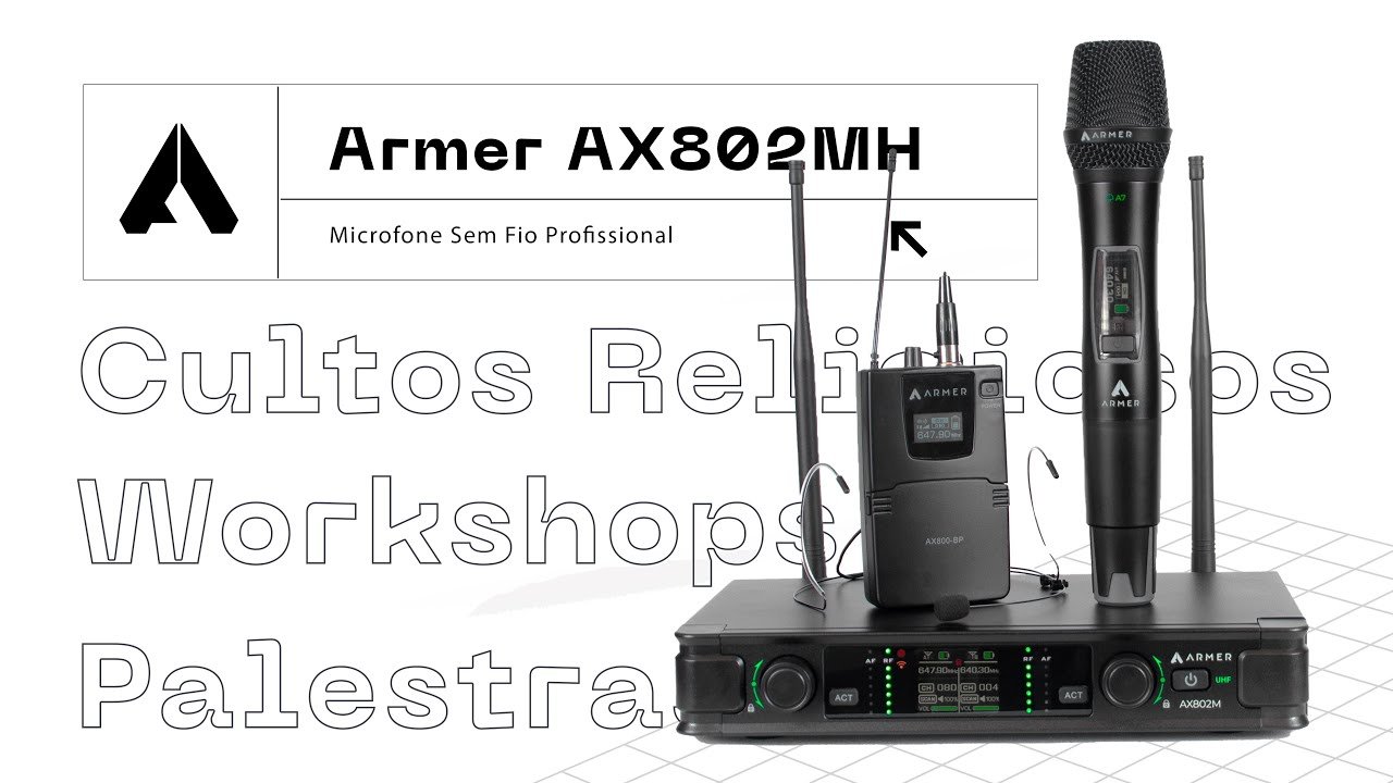 Microfone sem Fio Profissional Bastão + Headset Armer AX802MH - Imagem 16
