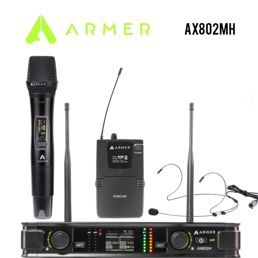 Microfone sem Fio Profissional Bastão + Headset Armer AX802MH