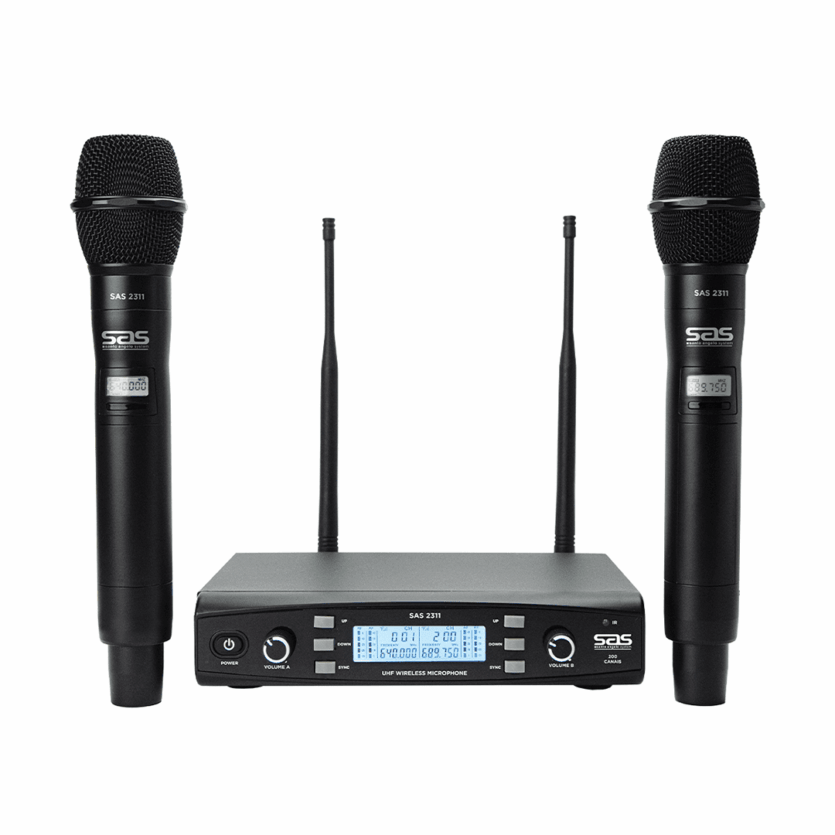 Microfone Sem Fio de Mão Duplo 200 Canais 2311 SAS / Santo Ângelo