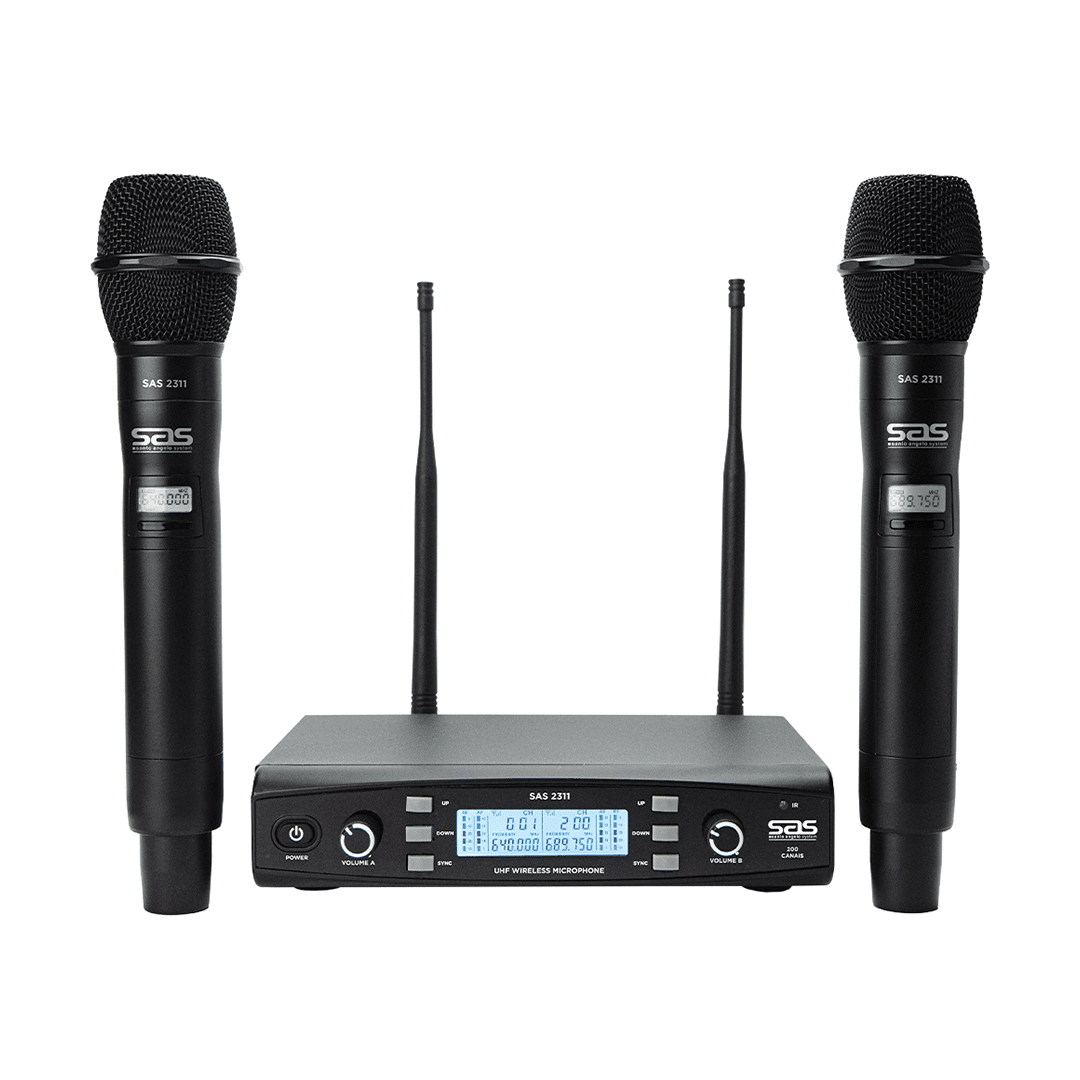 Microfone Sem Fio de Mão Duplo 200 Canais 2311 SAS / Santo Ângelo