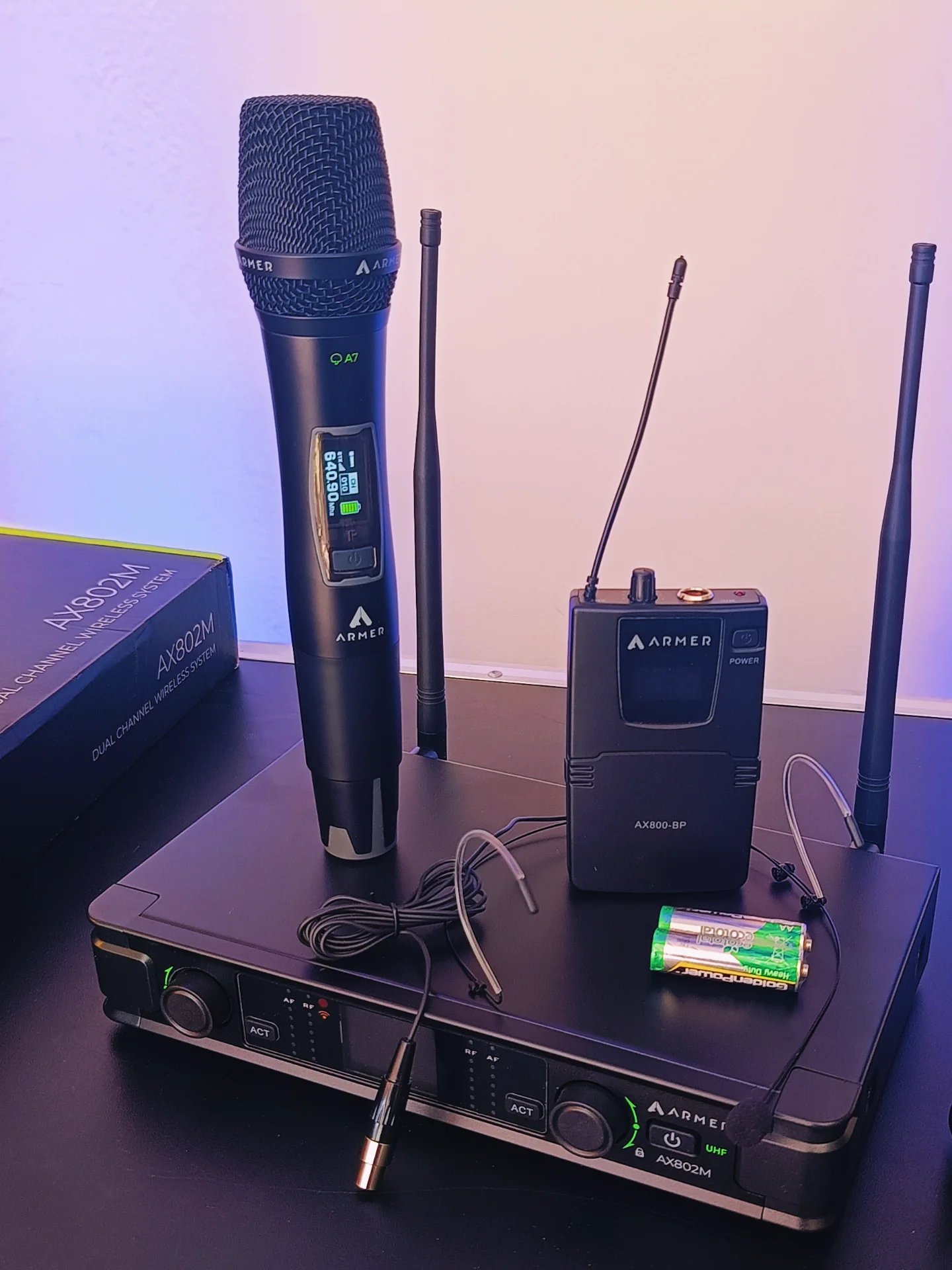 Microfone sem Fio Profissional Bastão + Headset Armer AX802MH - Imagem 17