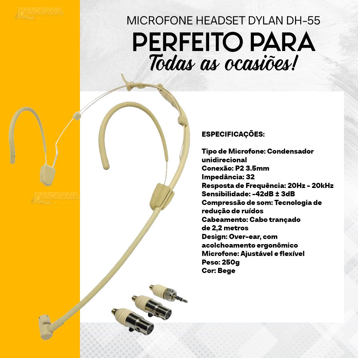 Microfone Headset Condensador Cardioide Dylan DH-55 Direcional - Imagem 8