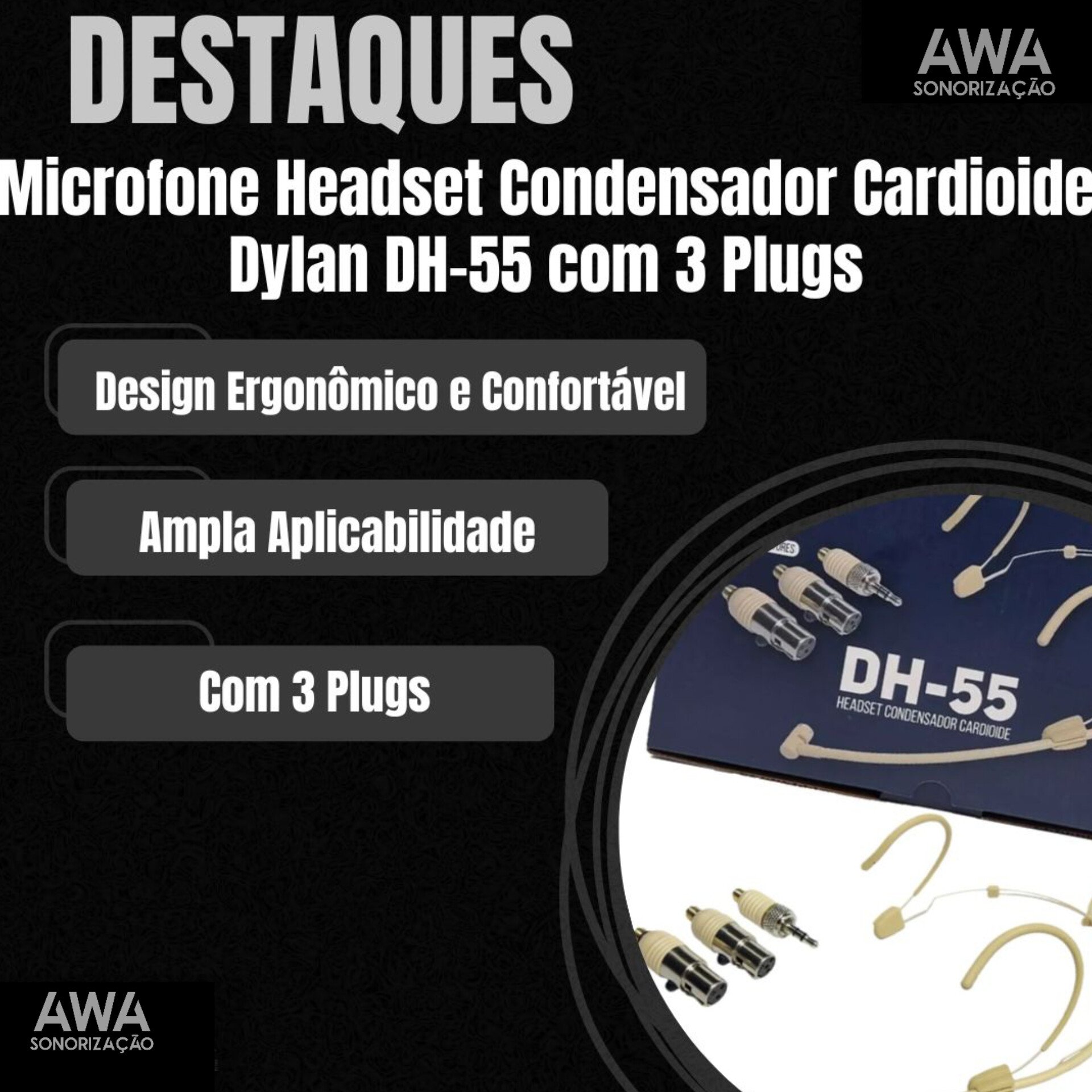 Microfone Headset Condensador Cardioide Dylan DH-55 Direcional - Imagem 4