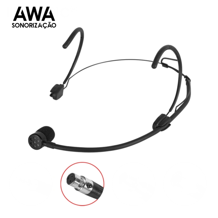 Microfone Headset Cardioide Direcional TA3F Mini XLR 3 Pinos – COR BLACK