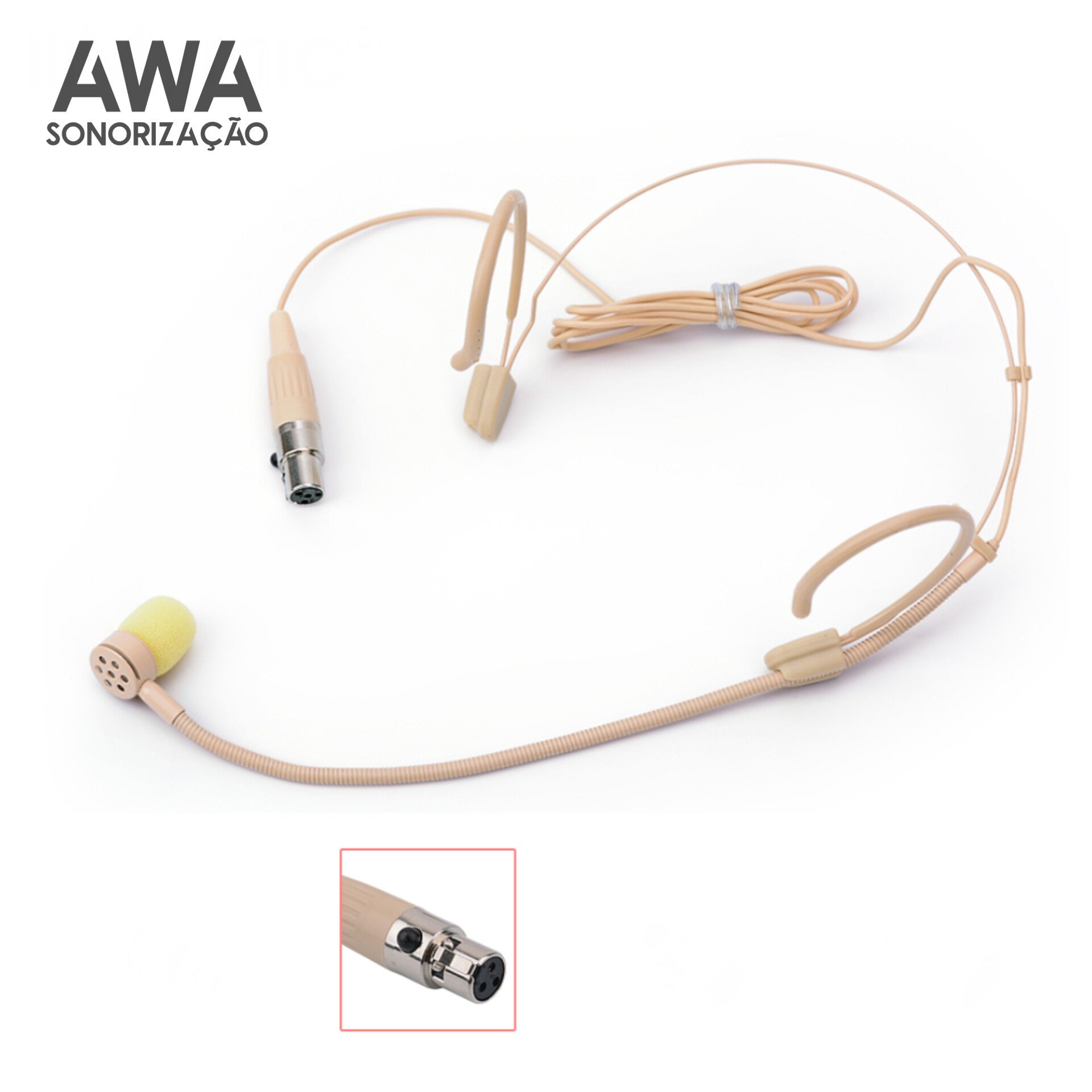 Microfone Headset Cardioide Direcional TA3F Mini XLR 3 Pinos – COR BEGE