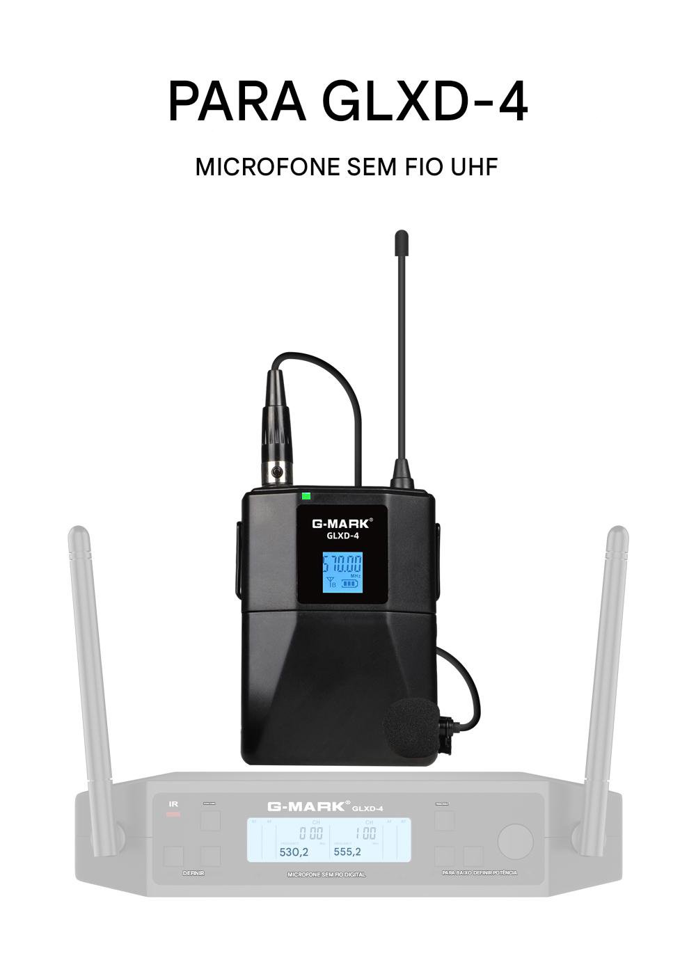 Microfone Headset Duplo Sem Fio G-MARK GLXD-4 - UHF com 2 Bodypack - Cardioide Direcional - Imagem 9