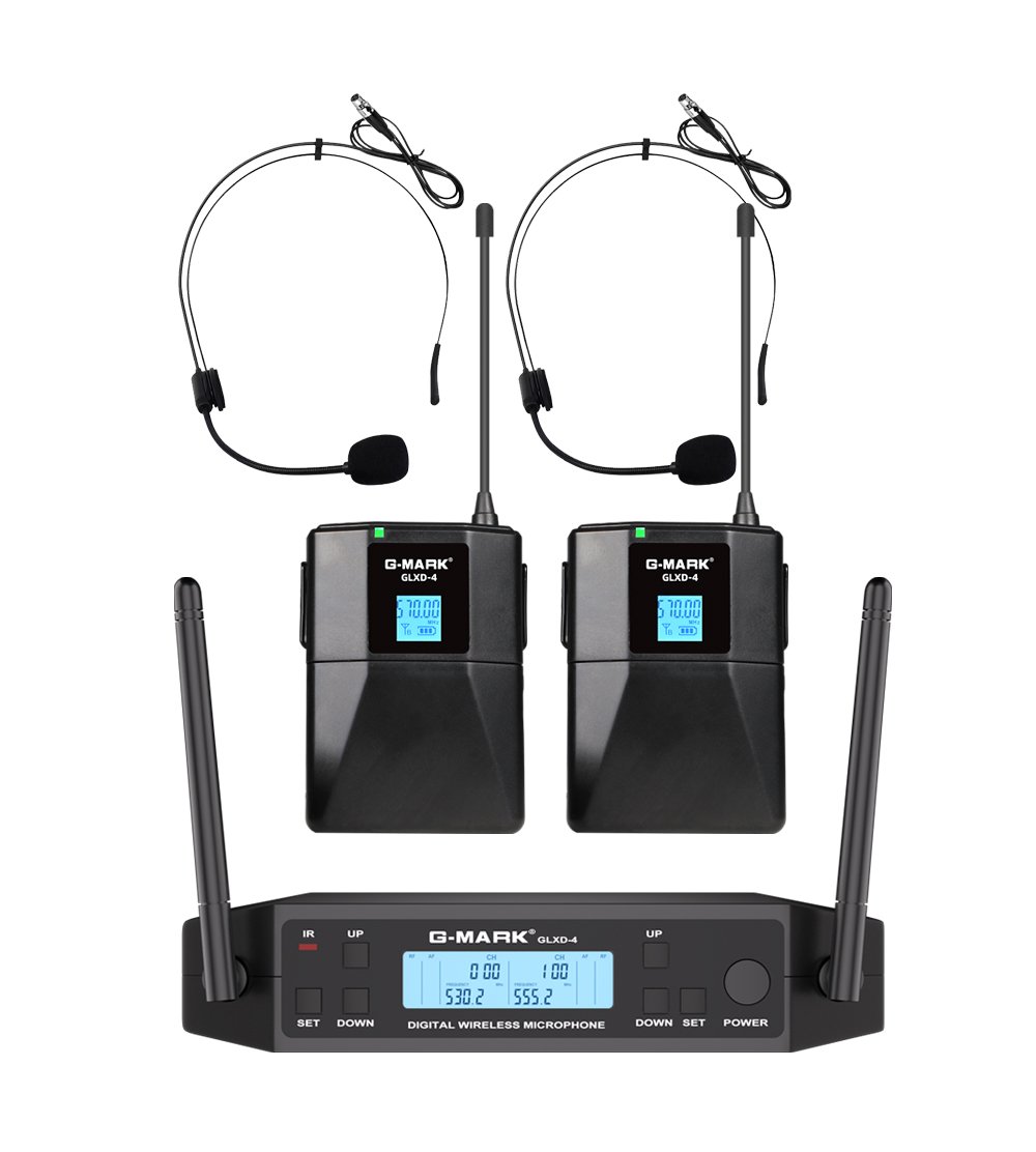 Microfone Headset Duplo Sem Fio G-MARK GLXD-4 - UHF com 2 Bodypack - Cardioide Direcional - Imagem 8
