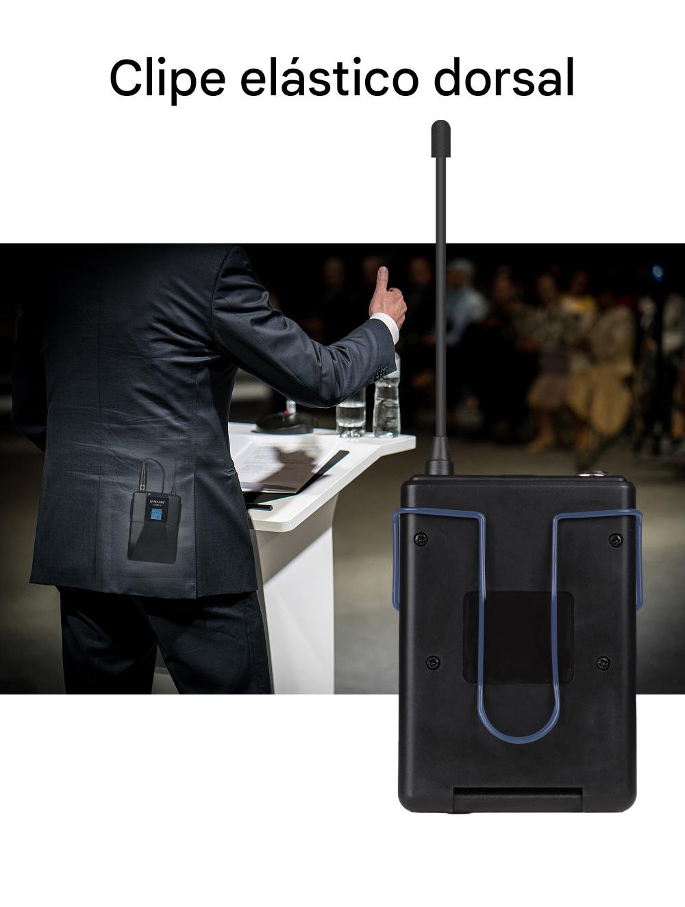Microfone Headset Duplo Sem Fio G-MARK GLXD-4 - UHF com 2 Bodypack - Cardioide Direcional - Imagem 6