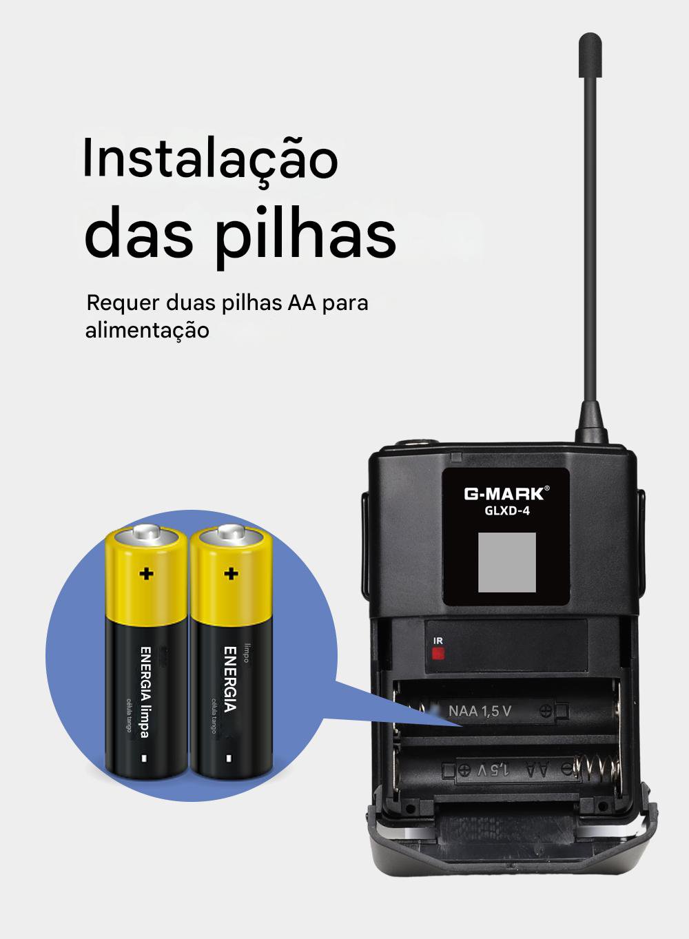 Microfone Headset Duplo Sem Fio G-MARK GLXD-4 - UHF com 2 Bodypack - Cardioide Direcional - Imagem 7