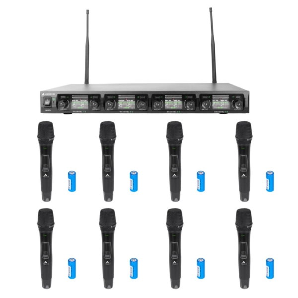 Kit com 8 Microfones sem Fio Profissional Bastão + Receptor Armer AX OCTA ( Recarregável ) - Imagem 6