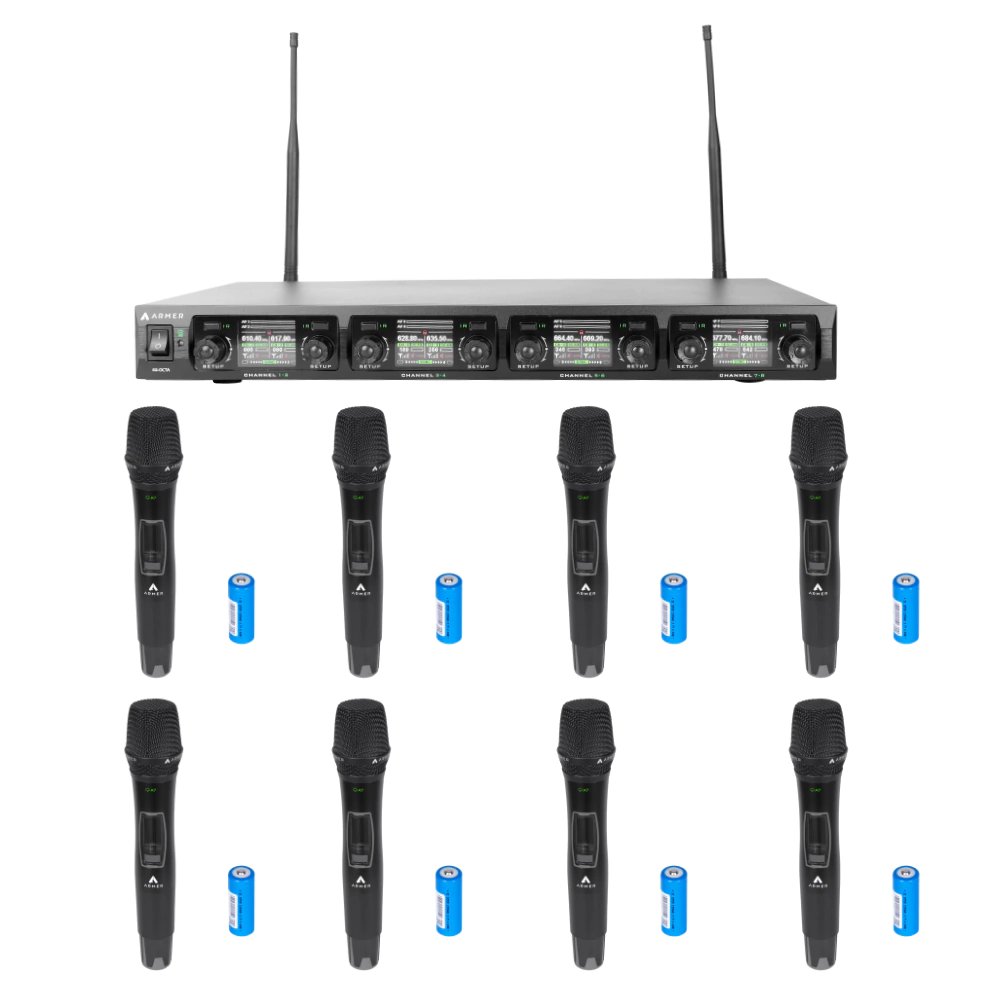 Kit com 8 Microfones sem Fio Profissional Bastão + Receptor Armer AX OCTA ( Recarregável ) - Imagem 6