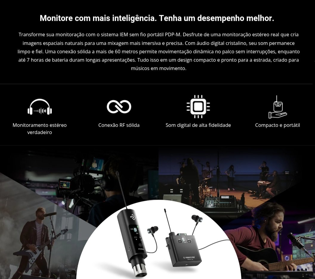 PDP-M — Sistema Portátil de Monitor In-Ear Estéreo UHF com 16 Frequências - Imagem 24