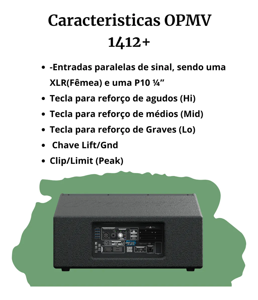 Monitor Ativo Oneal OPMV1412+ Plus – 12” | Bi-Amplificado | 200W RMS - Imagem 5
