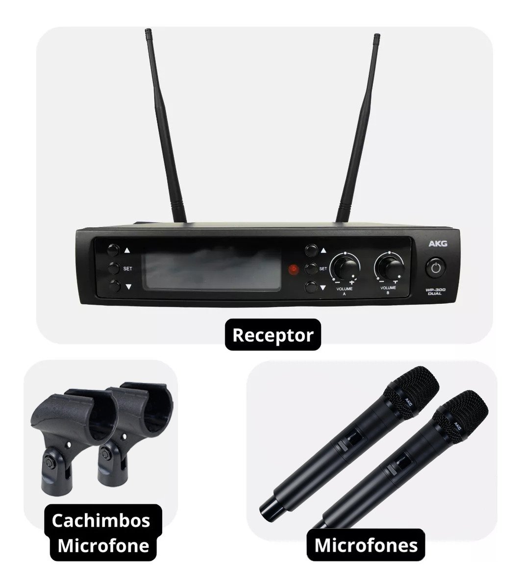 AKG WP300 Vocal Dual – Sistema de Microfone Sem Fio Profissional UHF - Imagem 17