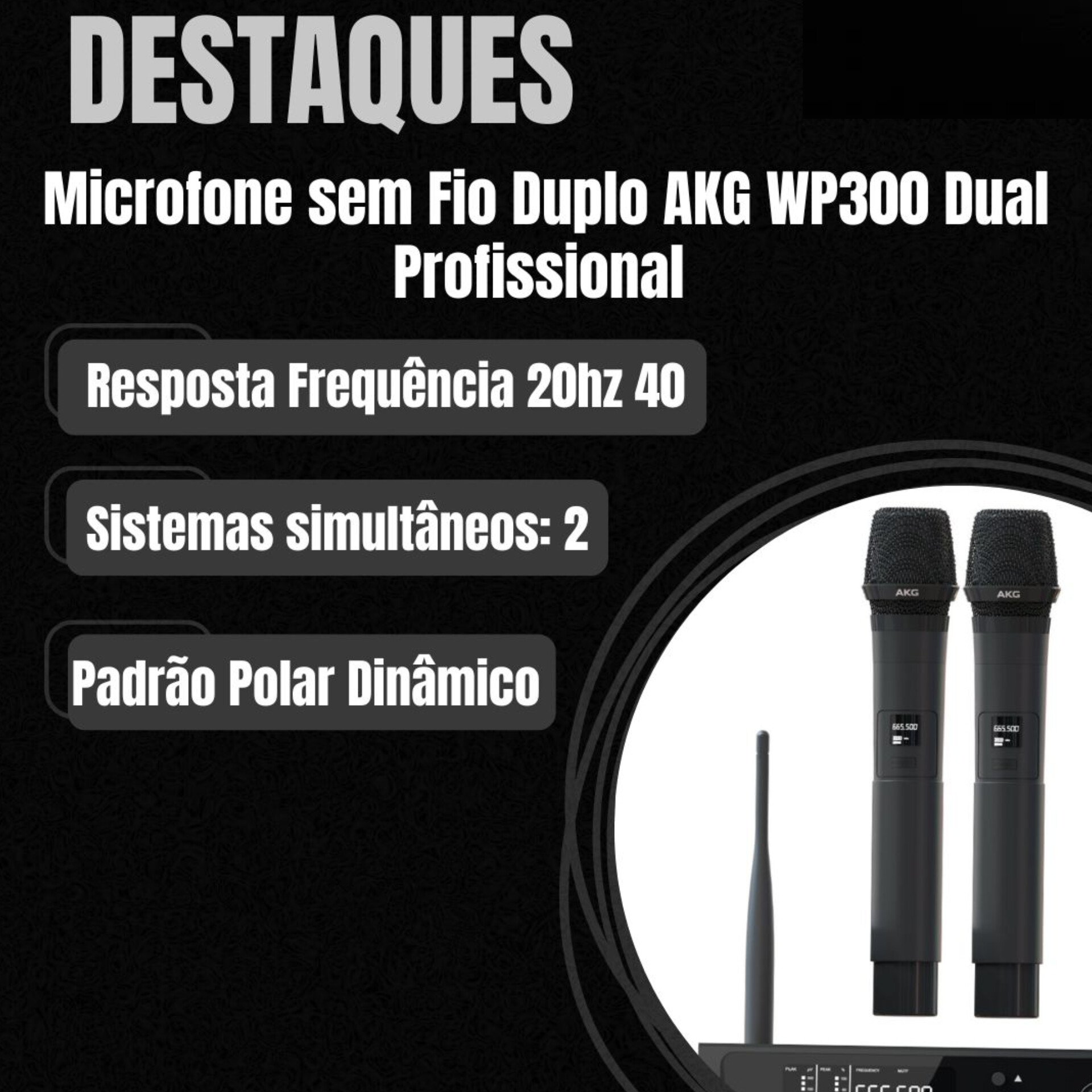 AKG WP300 Vocal Dual – Sistema de Microfone Sem Fio Profissional UHF - Imagem 14