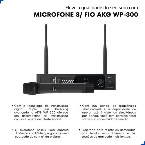 AKG WP300 Vocal – Sistema de Microfone Sem Fio Profissional UHF - Imagem 9