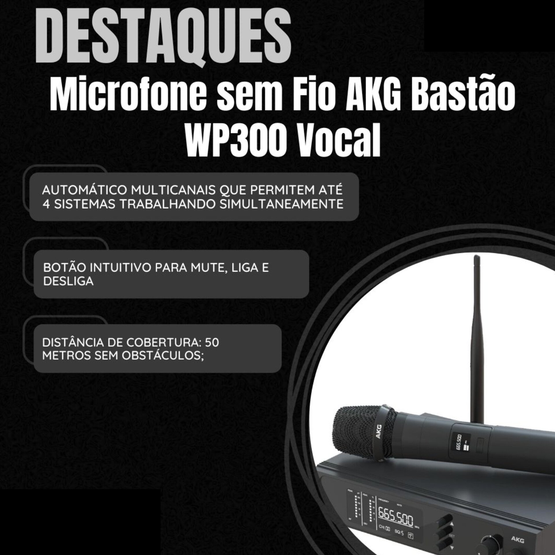 AKG WP300 Vocal – Sistema de Microfone Sem Fio Profissional UHF - Imagem 14