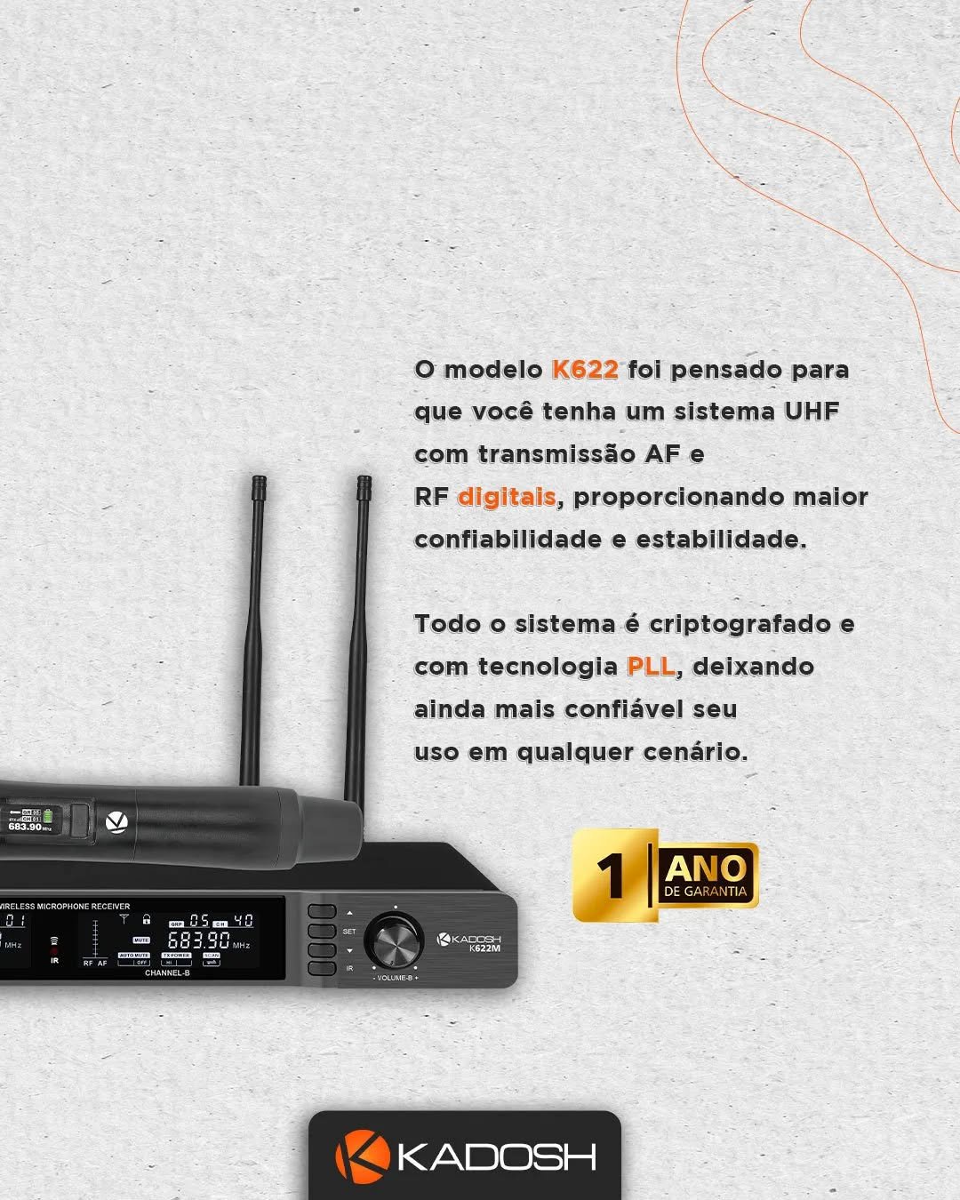 Microfone Duplo Sem Fio Kadosh K622M Profissional Digital 24bits - Imagem 11