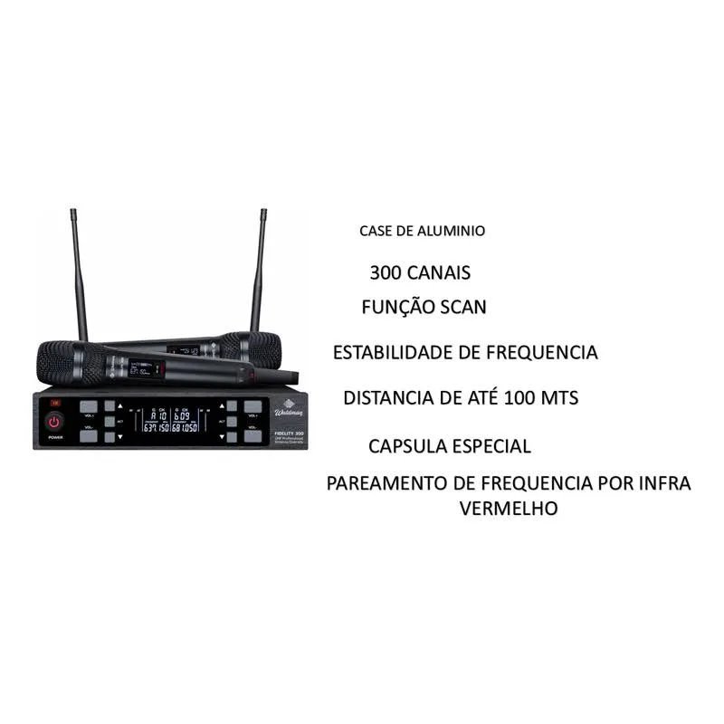 Microfone Bastão Duplo Sem Fio Waldman Fidelity 300 WFD-300 - Imagem 3