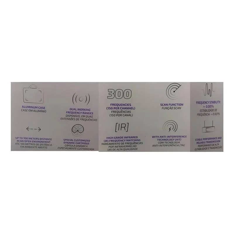 Microfone Bastão Duplo Sem Fio Waldman Fidelity 300 WFD-300 - Imagem 10