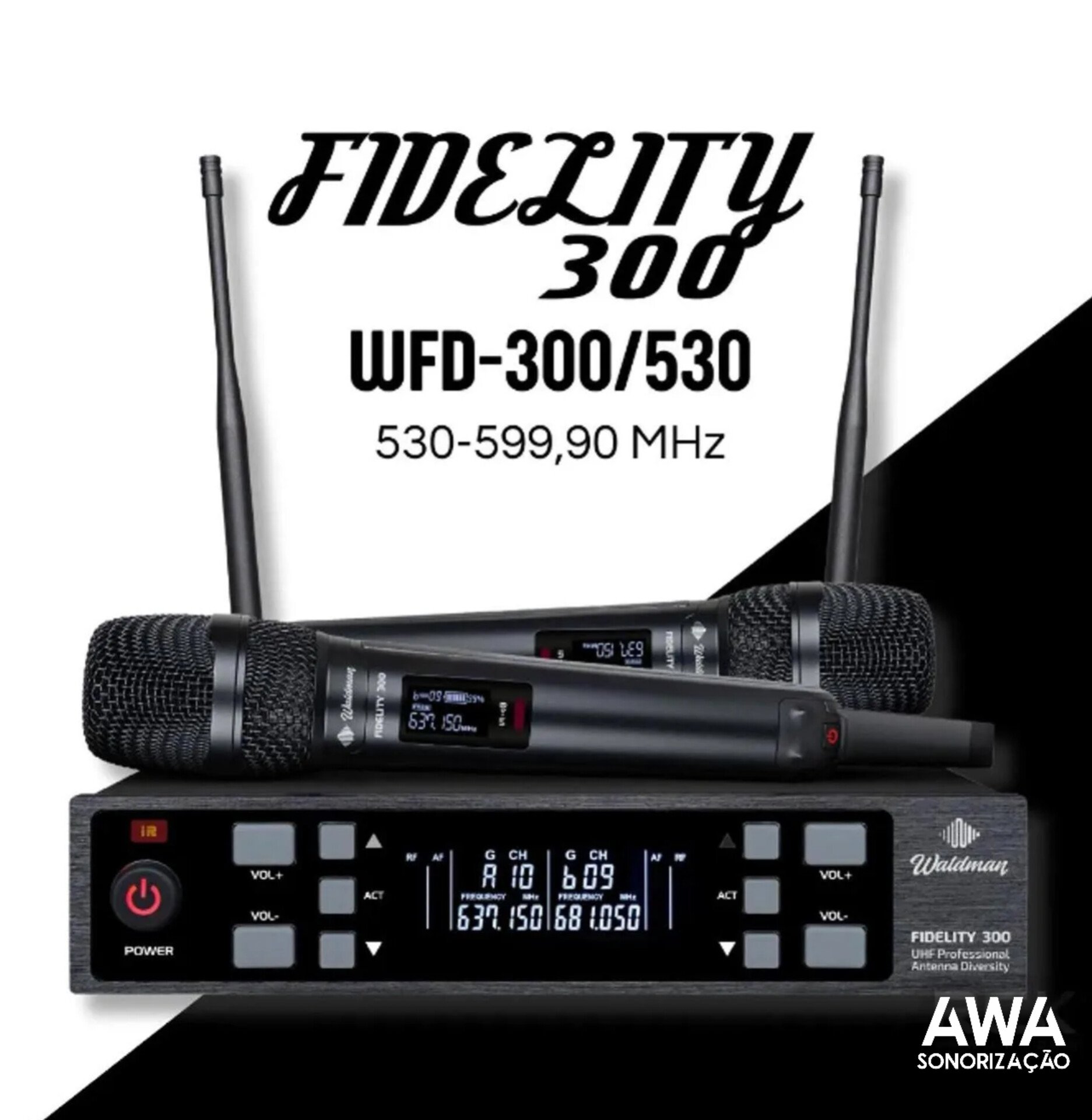 Microfone Bastão Duplo Sem Fio Waldman Fidelity 300 WFD-300 - Imagem 2
