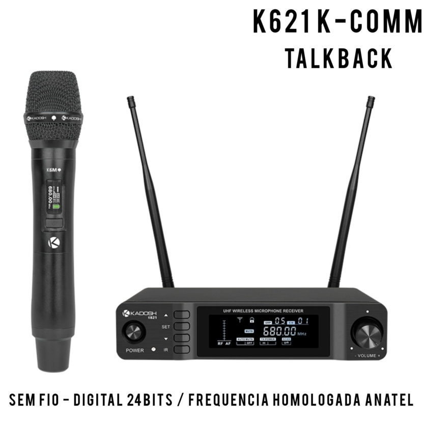 Microfone Sem Fio K621M K-COMM Profissional Digital 24bits (TALKBACK)