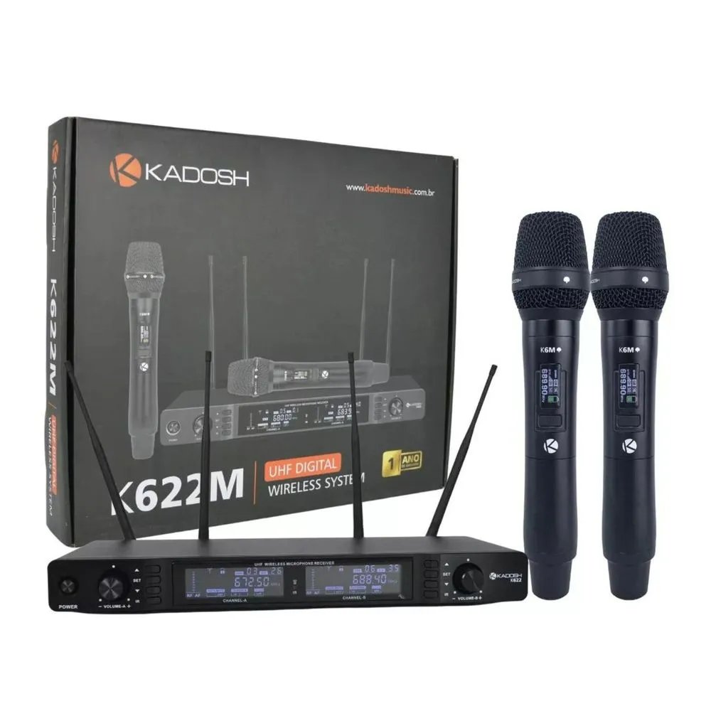 Microfone Duplo Sem Fio Kadosh K622M Profissional Digital 24bits - Imagem 24