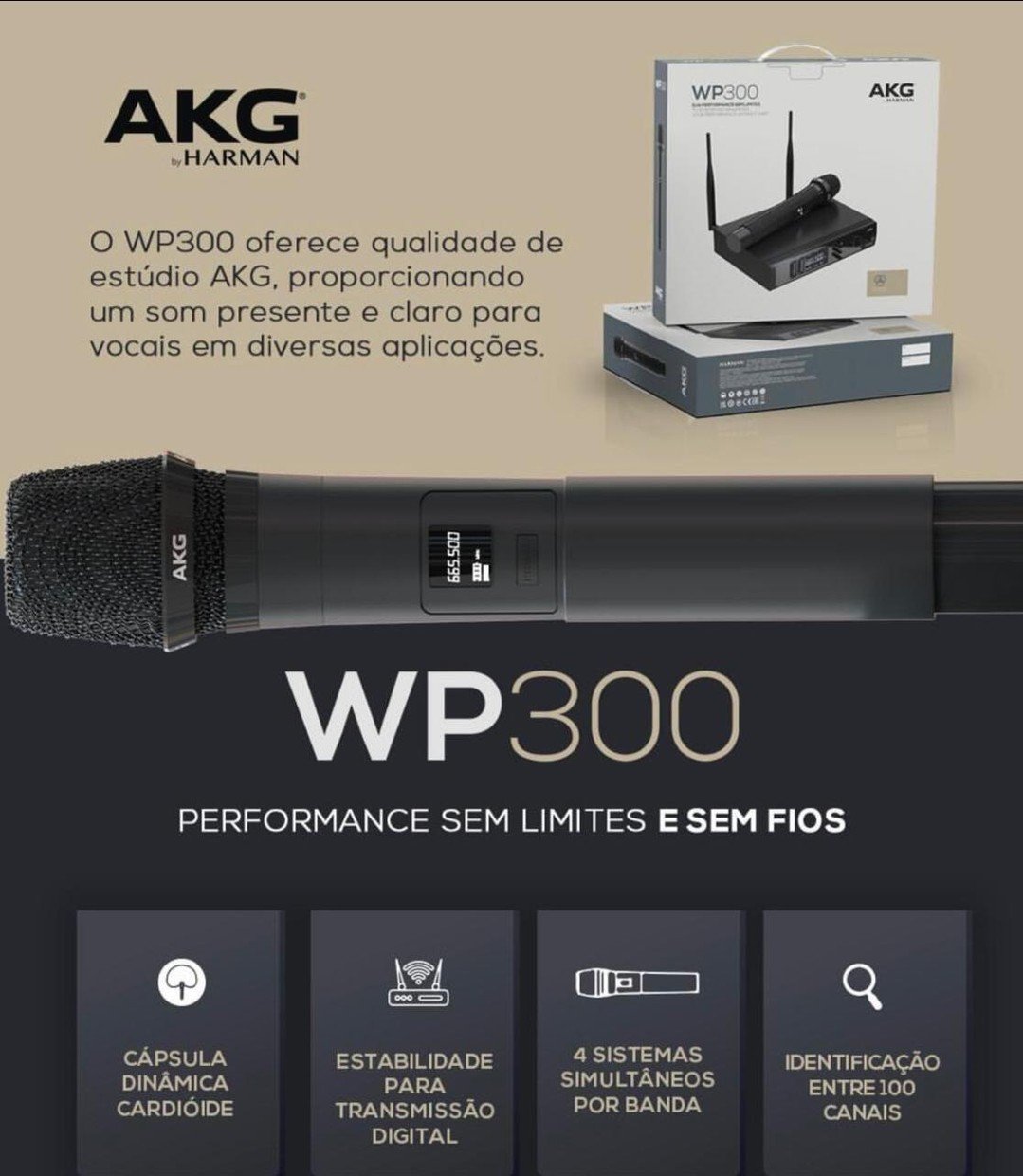 AKG WP300 Vocal – Sistema de Microfone Sem Fio Profissional UHF - Imagem 3