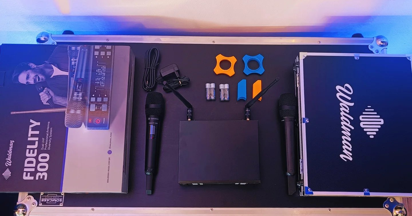 Microfone Bastão Duplo Sem Fio Waldman Fidelity 300 WFD-300 - Imagem 28