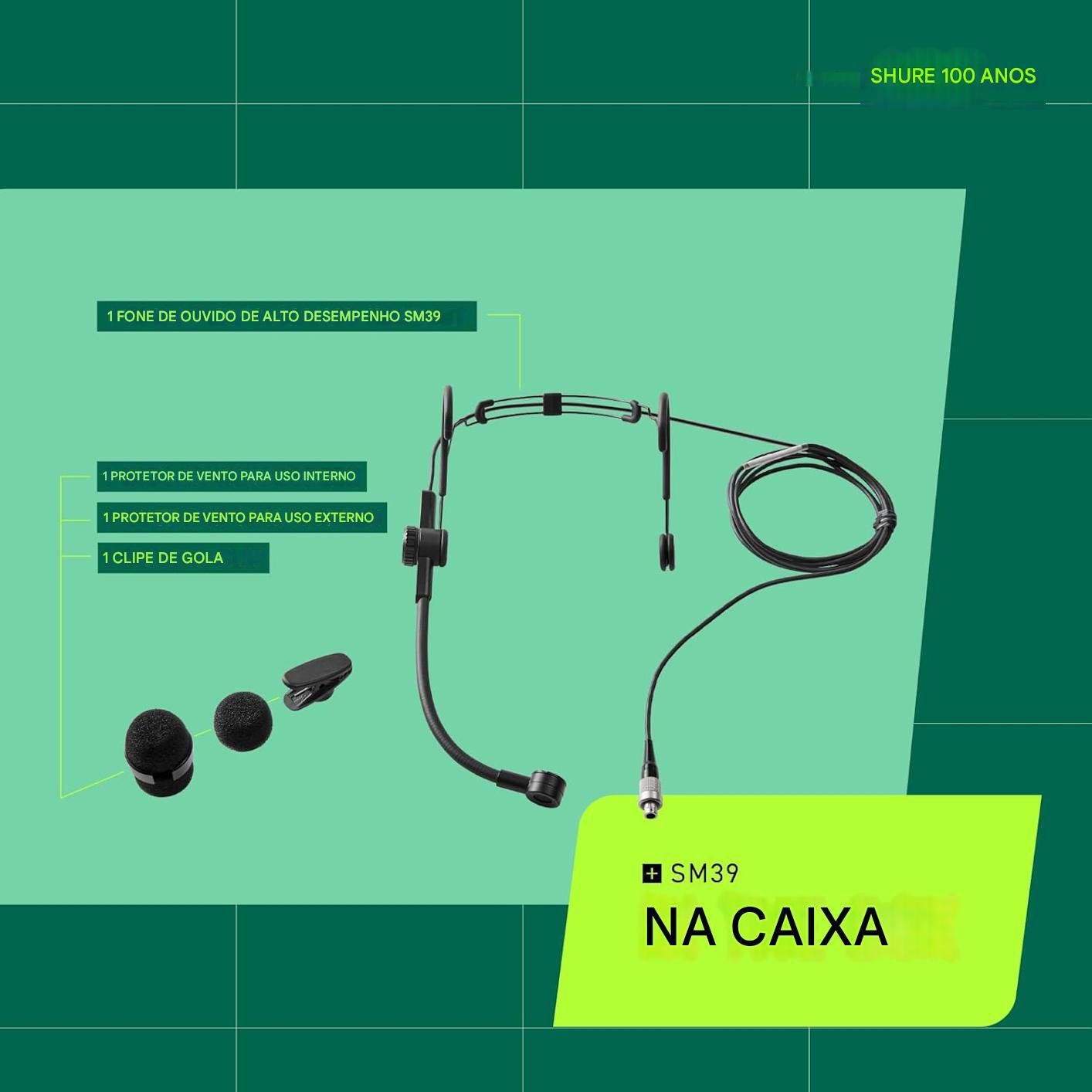 Microfone Headset Cardioide Shure SM39-TQG Profissional Alta Performance para Vocal. - Imagem 9