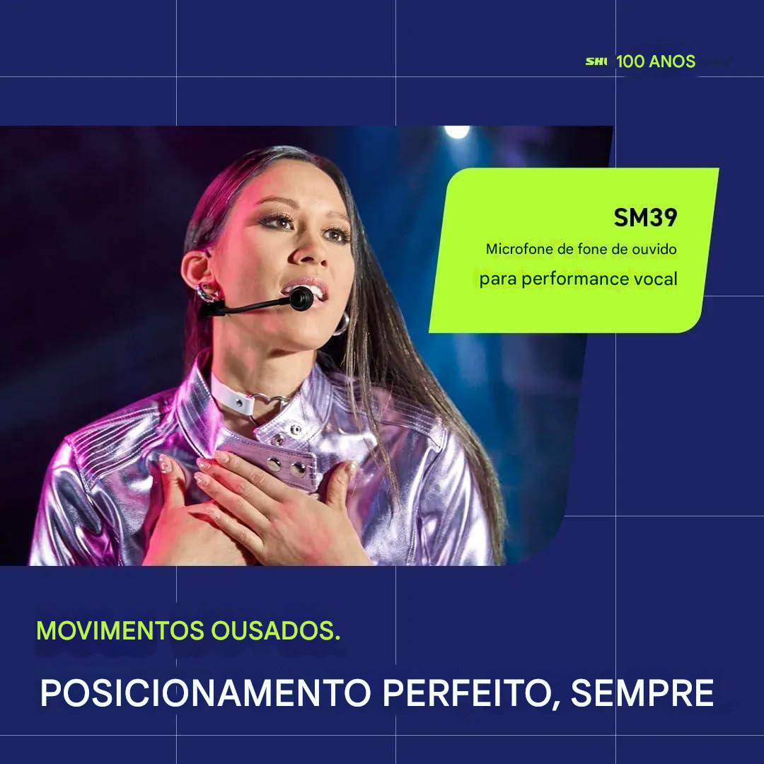 Microfone Headset Cardioide Shure SM39-TQG Profissional Alta Performance para Vocal. - Imagem 12