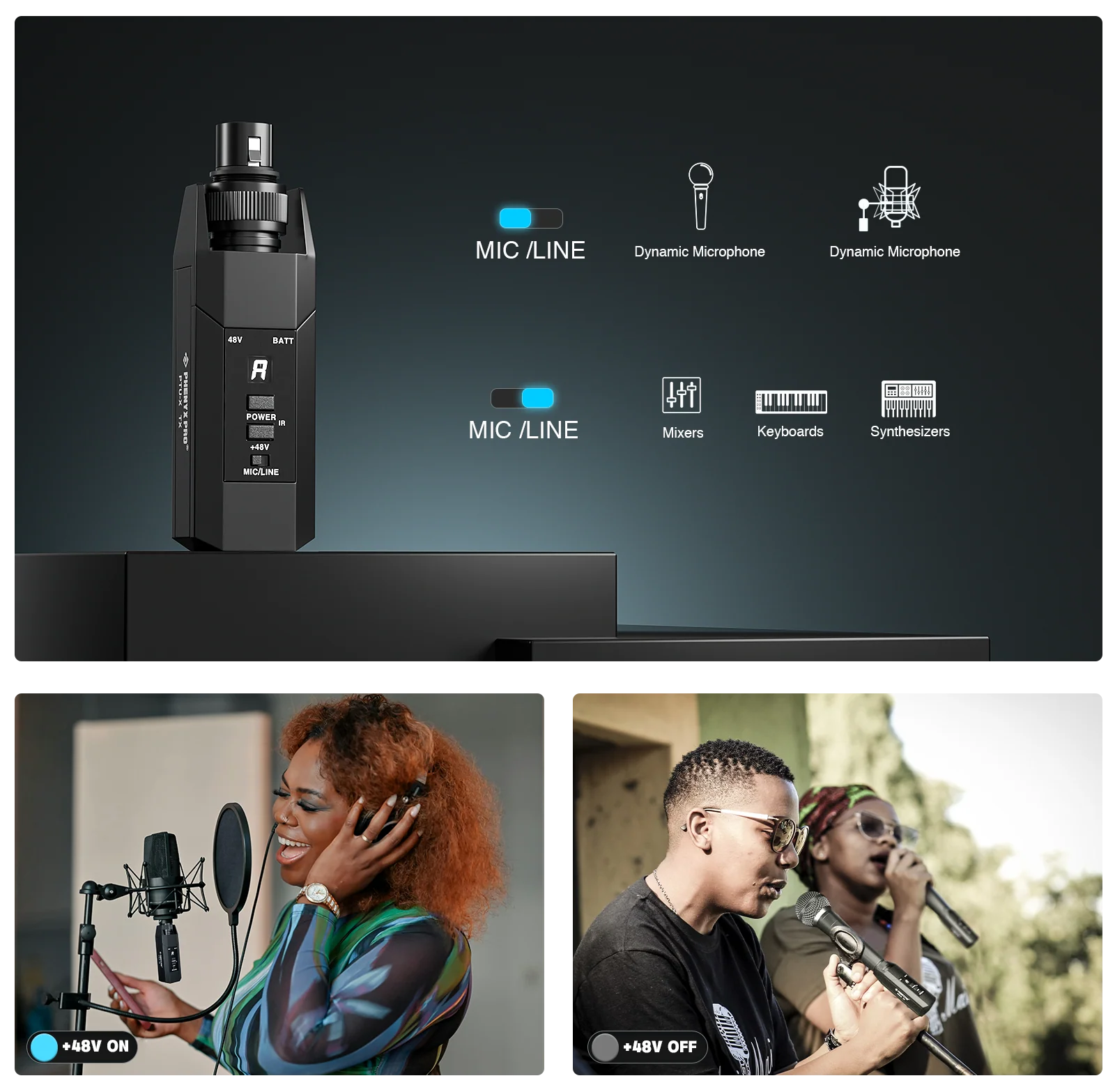 Sistema Transmissor e Receptor Sem Fio XLR Plug-On - PHENYX PRO PTU-X | 16 Frequências UHF - Imagem 10