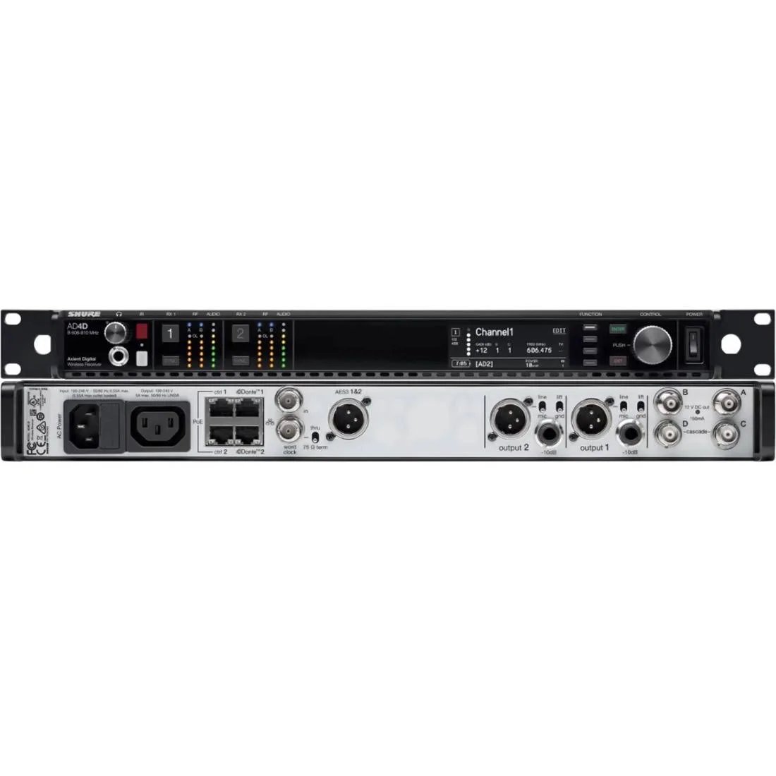 Shure AD4D-BR | Receptor digital de 2 canais - A (470-636 MHz) - Imagem 2