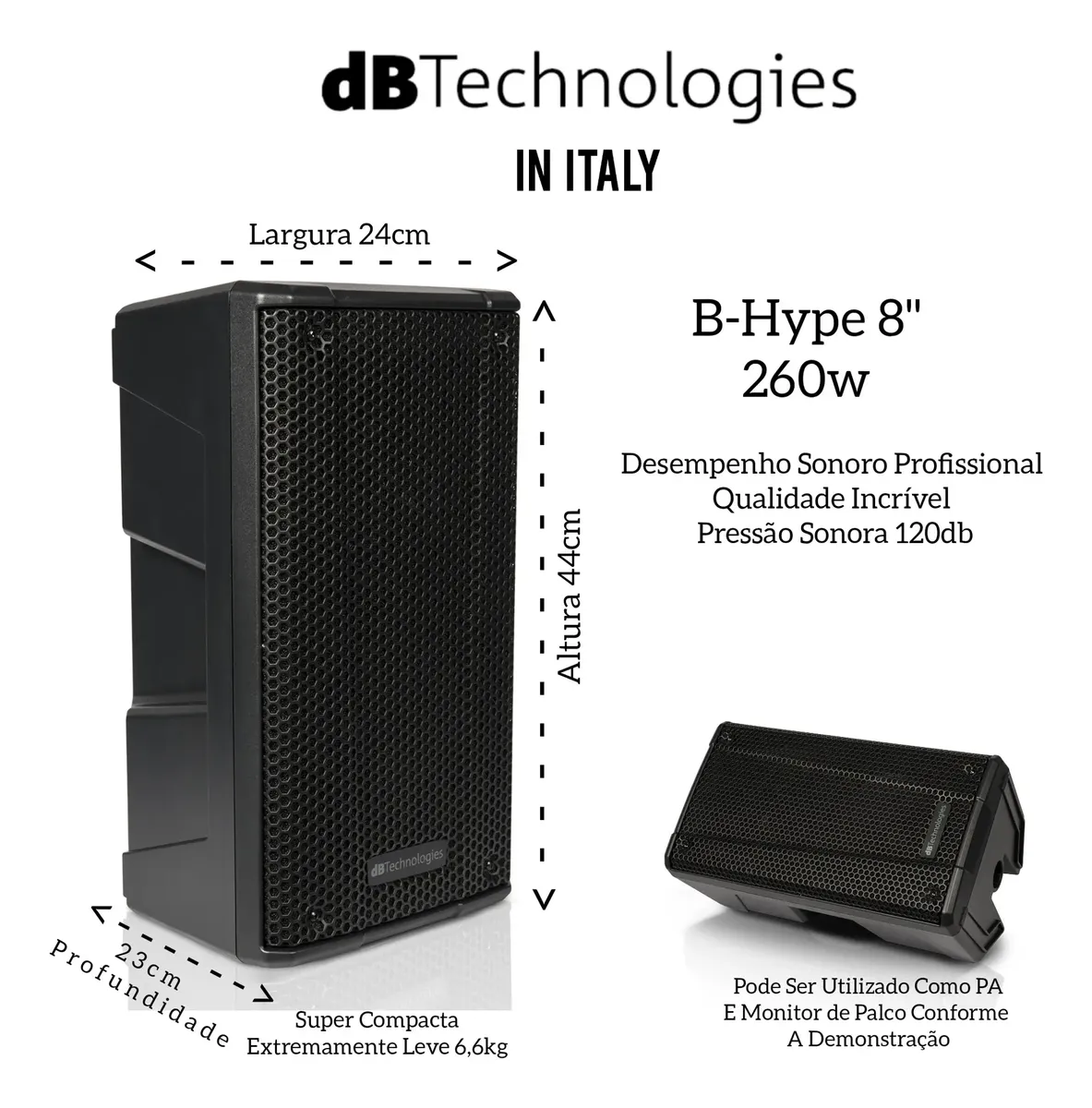 Caixa De Som Ativa 260W 8 Polegadas 220V B-Hype8 Db Technologies - 220v - Imagem 2