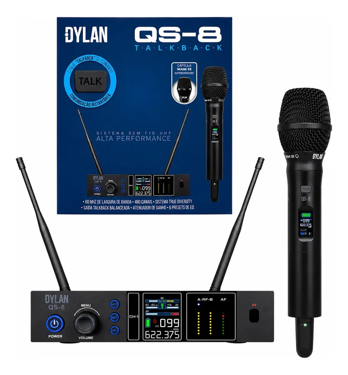 Microfone Sem Fio Dylan QS-8 Talkback Profissional - Imagem 10