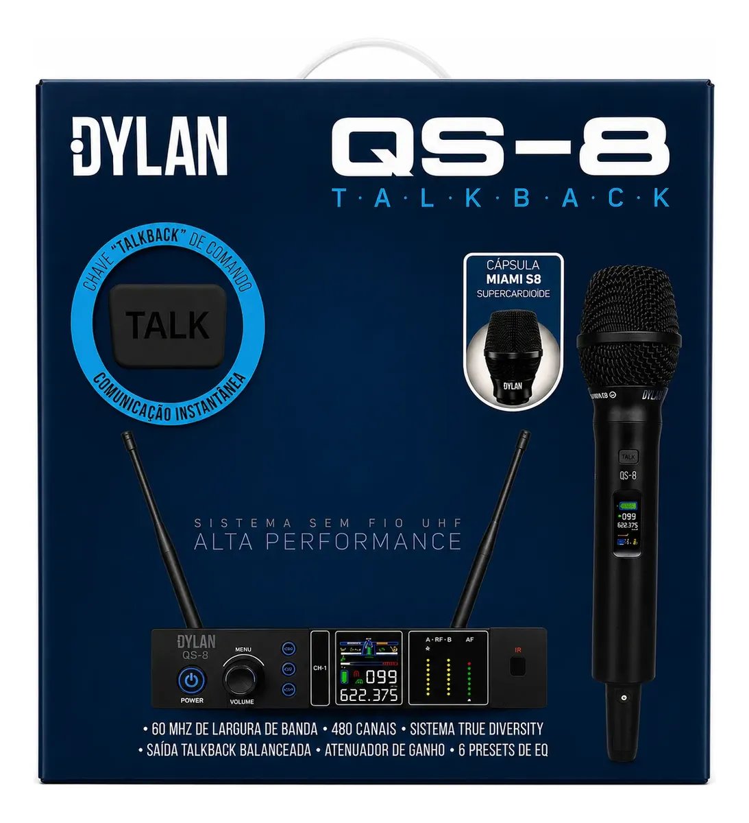 Microfone Sem Fio Dylan QS-8 Talkback Profissional - Imagem 11